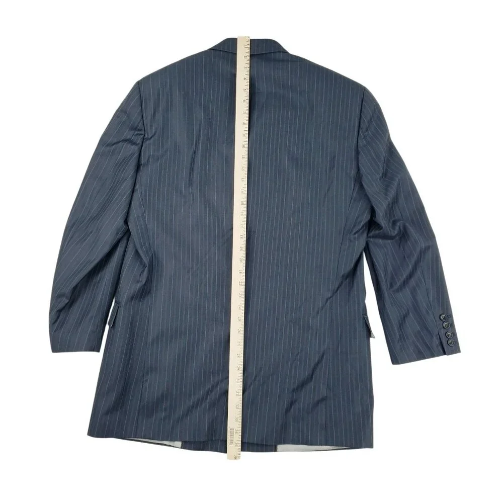 Steve Harvey Collection 2 Piece Suit Men's 42L 36x30 Blue Striped Wool Peak